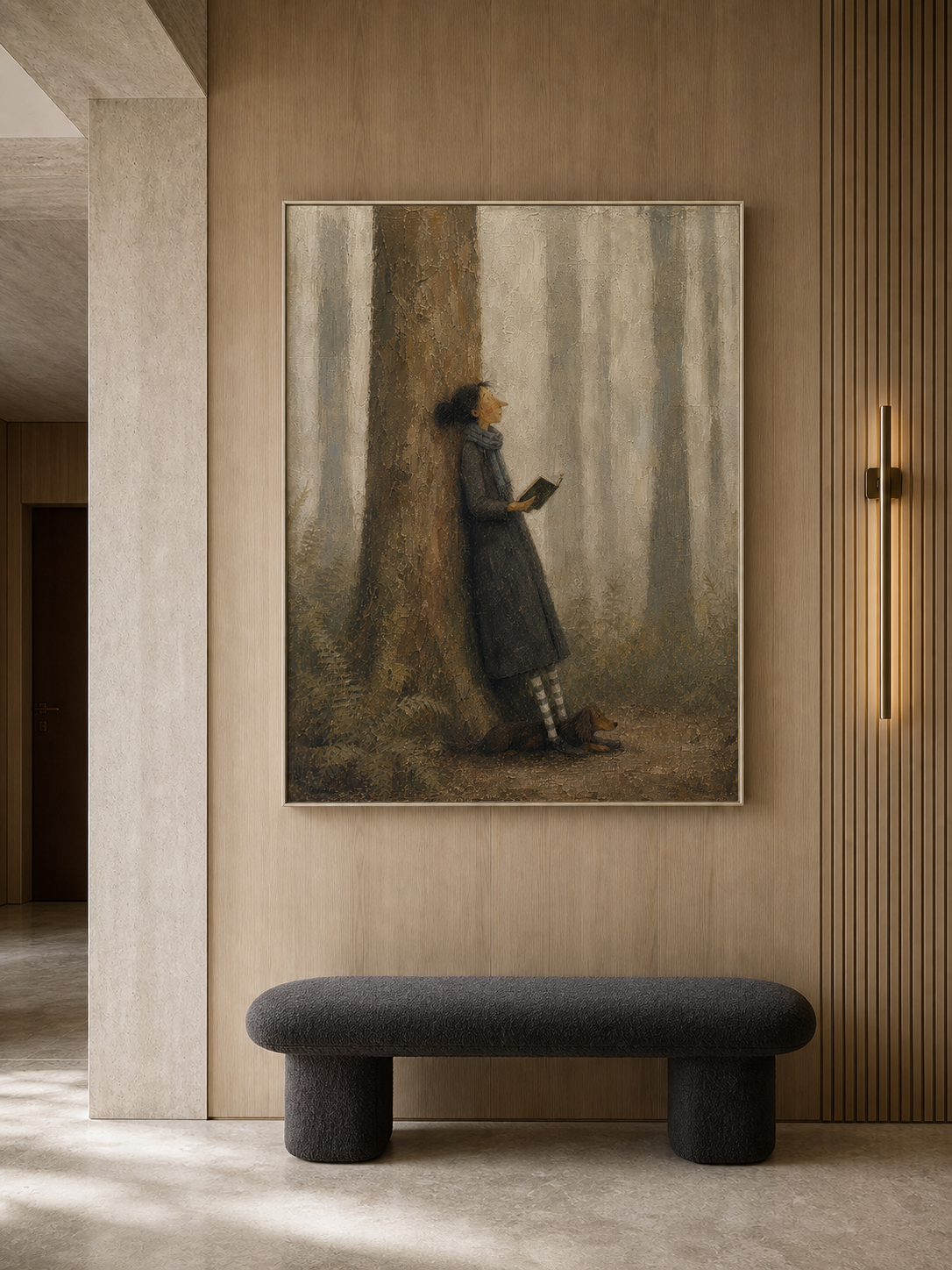 Large Hand Painted Traveler Oil Painting Original Person And Pet Travel Wall Art