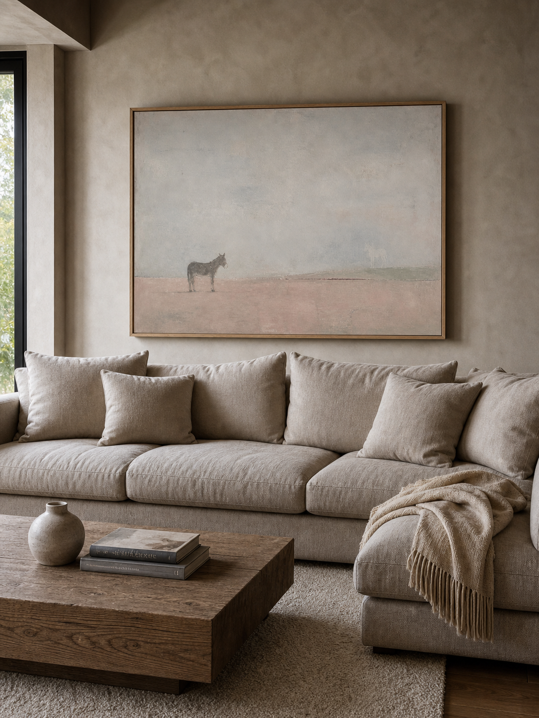 Rustic Minimalist Donkey Painting For Modern Farmhouse Wall Decor Art