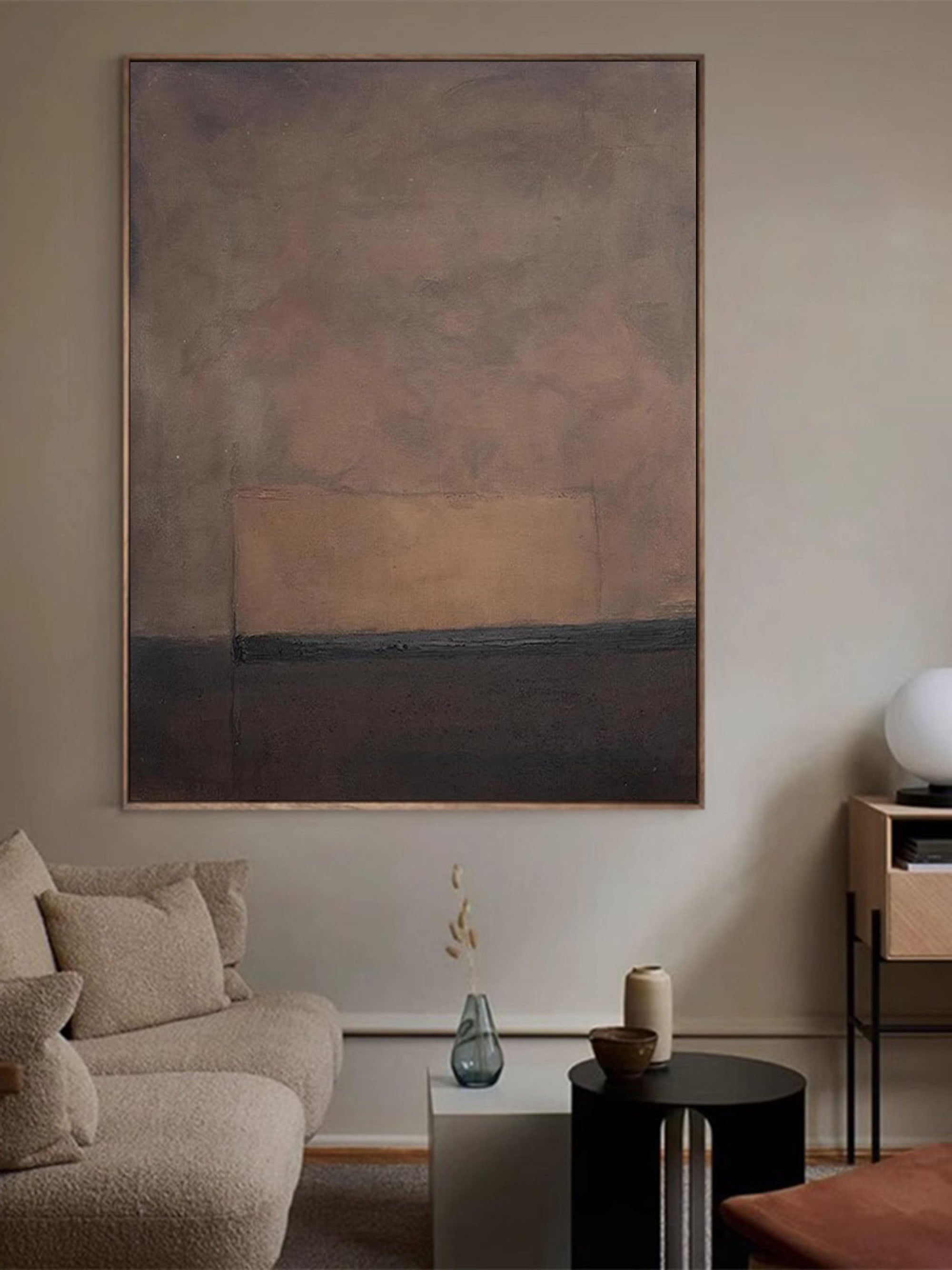 Brown And Black Minimalist Wall Art Dark Brown Abstract Painting Brown Abstract Art Black Wall Art