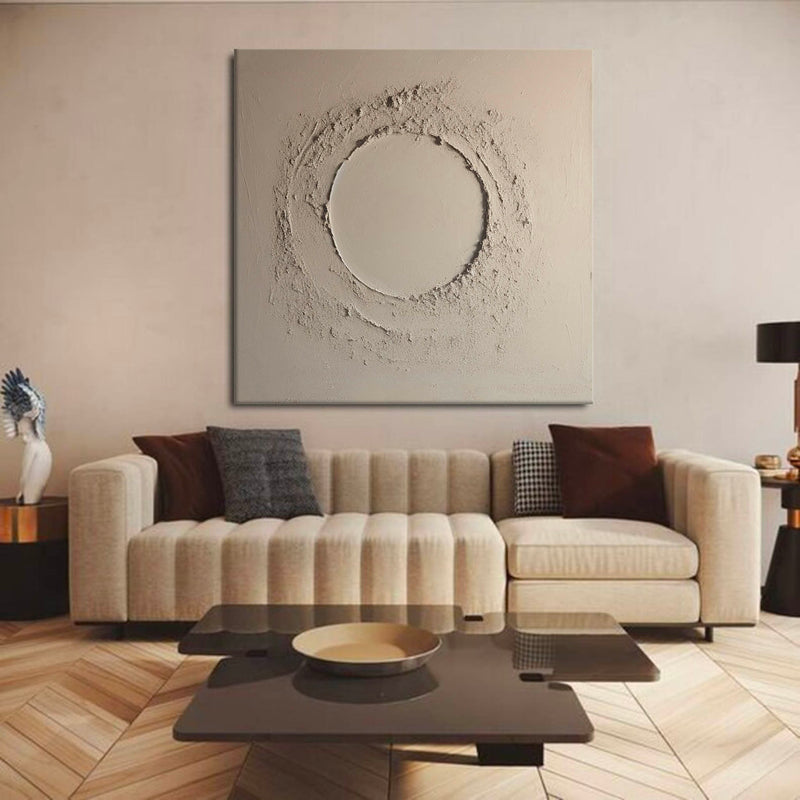 Minimalist Beige Canvas Art Large Abstract Minimalist Painting Geometric Art Wall Art