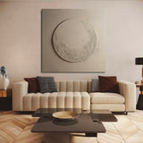 Minimalist Beige Circle Texture Wall Art Large Beige Abstract Painting Beige Wabi Sabi Wall Art
