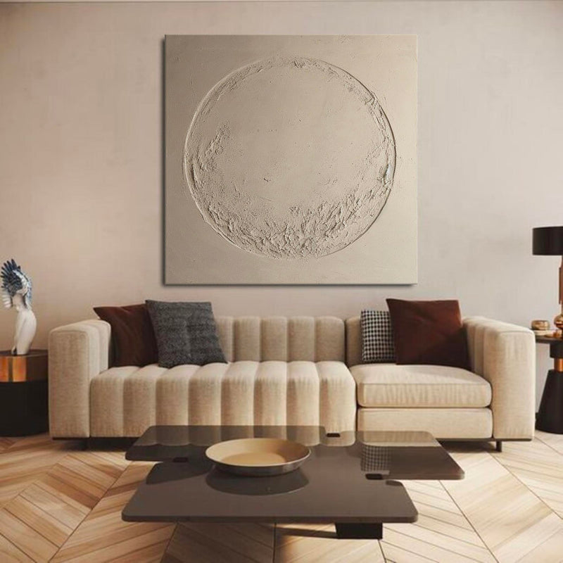 Pure Beige Minimalist Painting Beige Plaster Textured Wall Art Neutral Beige Painting On Canvas
