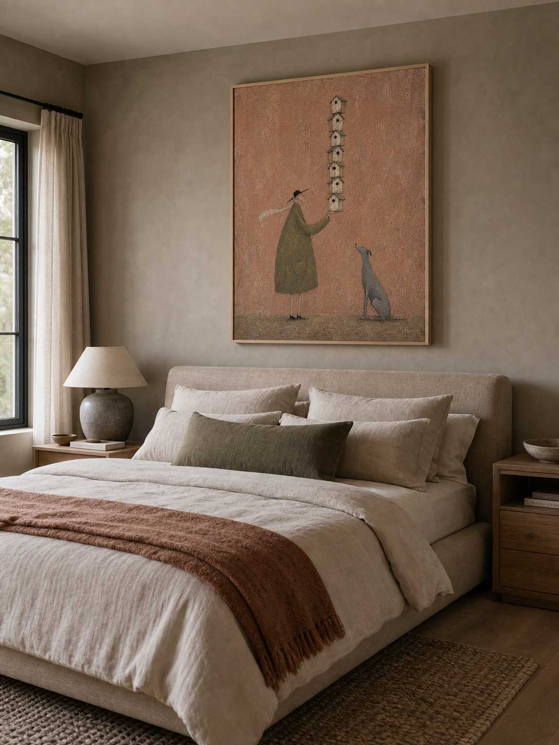 Vintage Style Wall Art Featuring Dog Companion And Earthy Tones