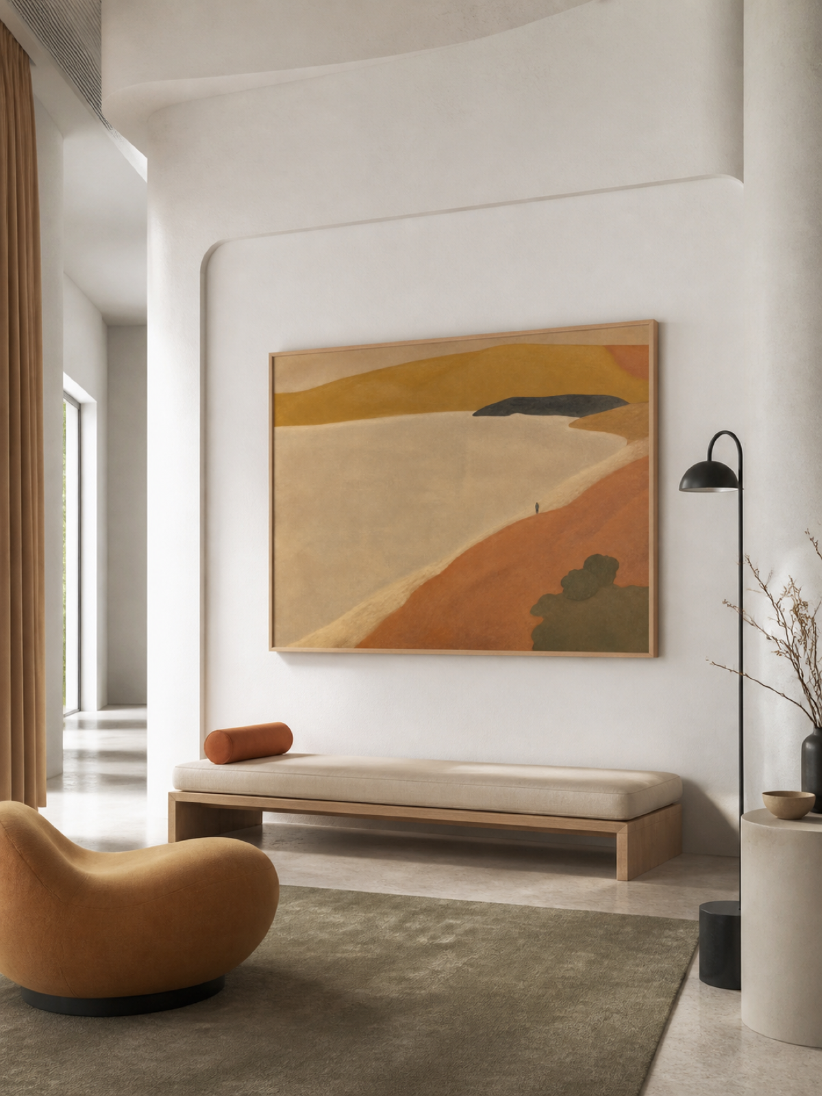 Large Horizontal Wall Art For Living Room In Warm Beige And Brown Earth Tones