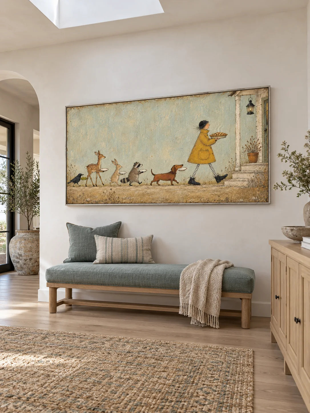 Large Country Animal Oil Painting Contemporary Farmhouse Wall Art Decor Painting