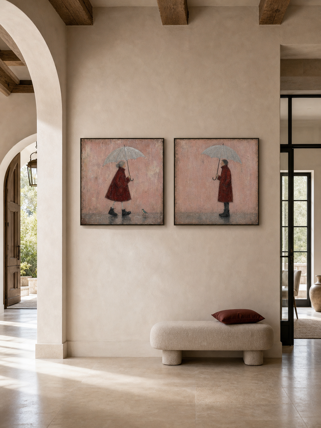 Romantic Vintage Couple Painting Set For Modern Home Entryway And Bedroom Decor