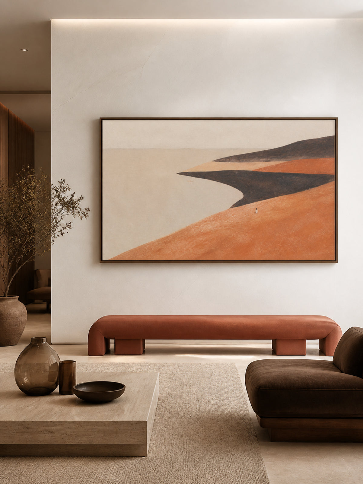 Minimalist Abstract Art Painting Organic Modern Decor With Warm Earth Tones