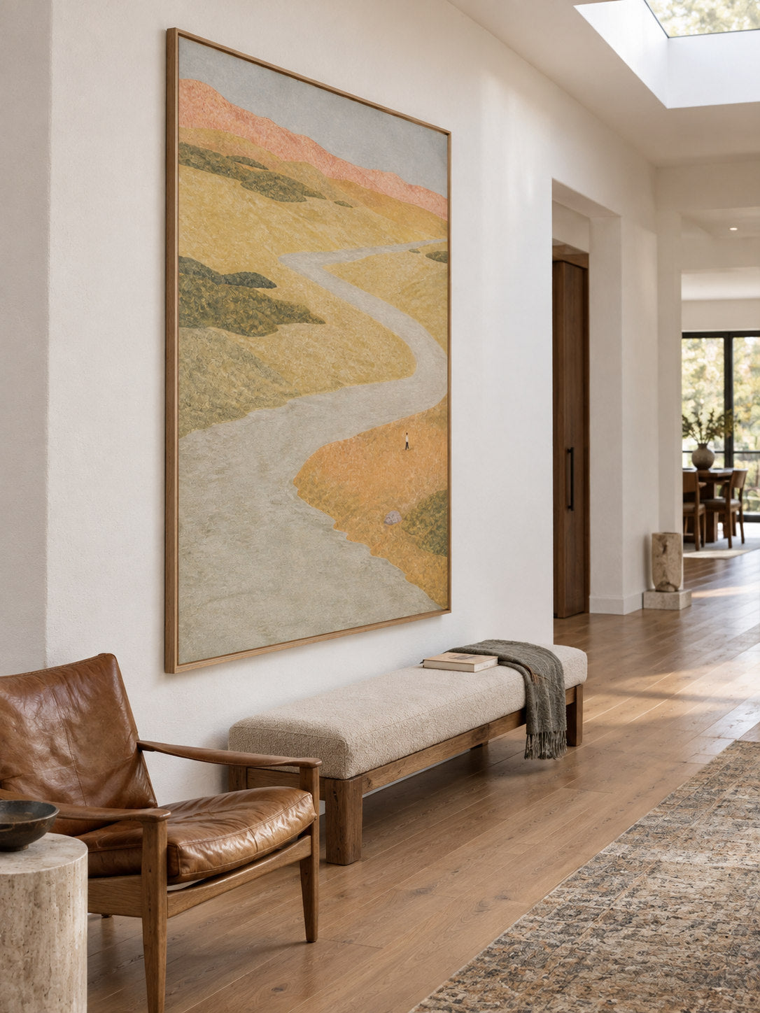 Lone Walker Beside A Meandering Coastal Estuary Contemporary Landscape Painting