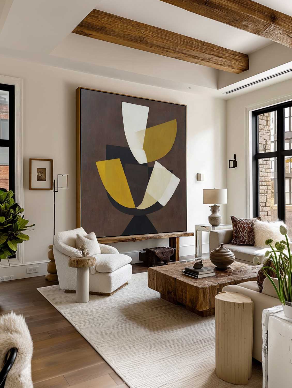 Minimalist Abstract Yellow And White Wall Art Original Yellow & White Wabi Sabi Oil Painting Large White Yellow Wall Art On Canvas