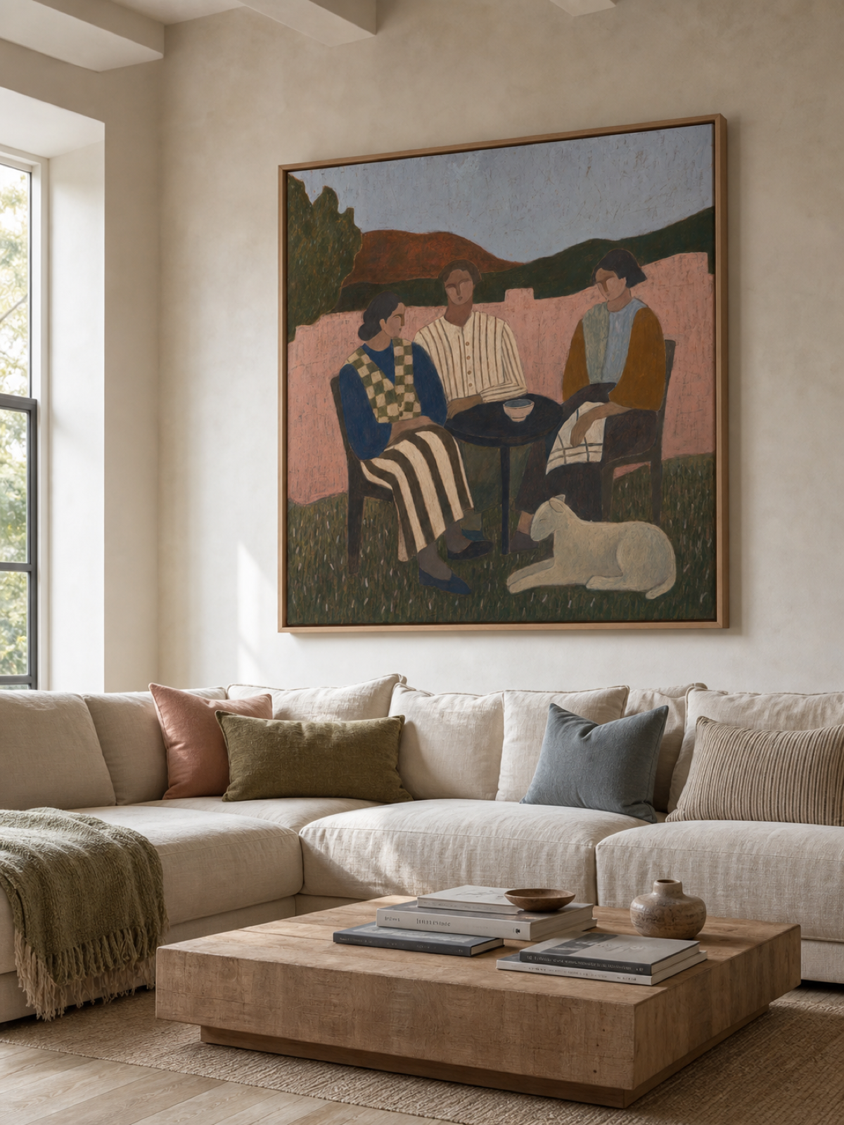 Vintage Folk Art Painting With Rustic Charm For Cozy Living Spaces