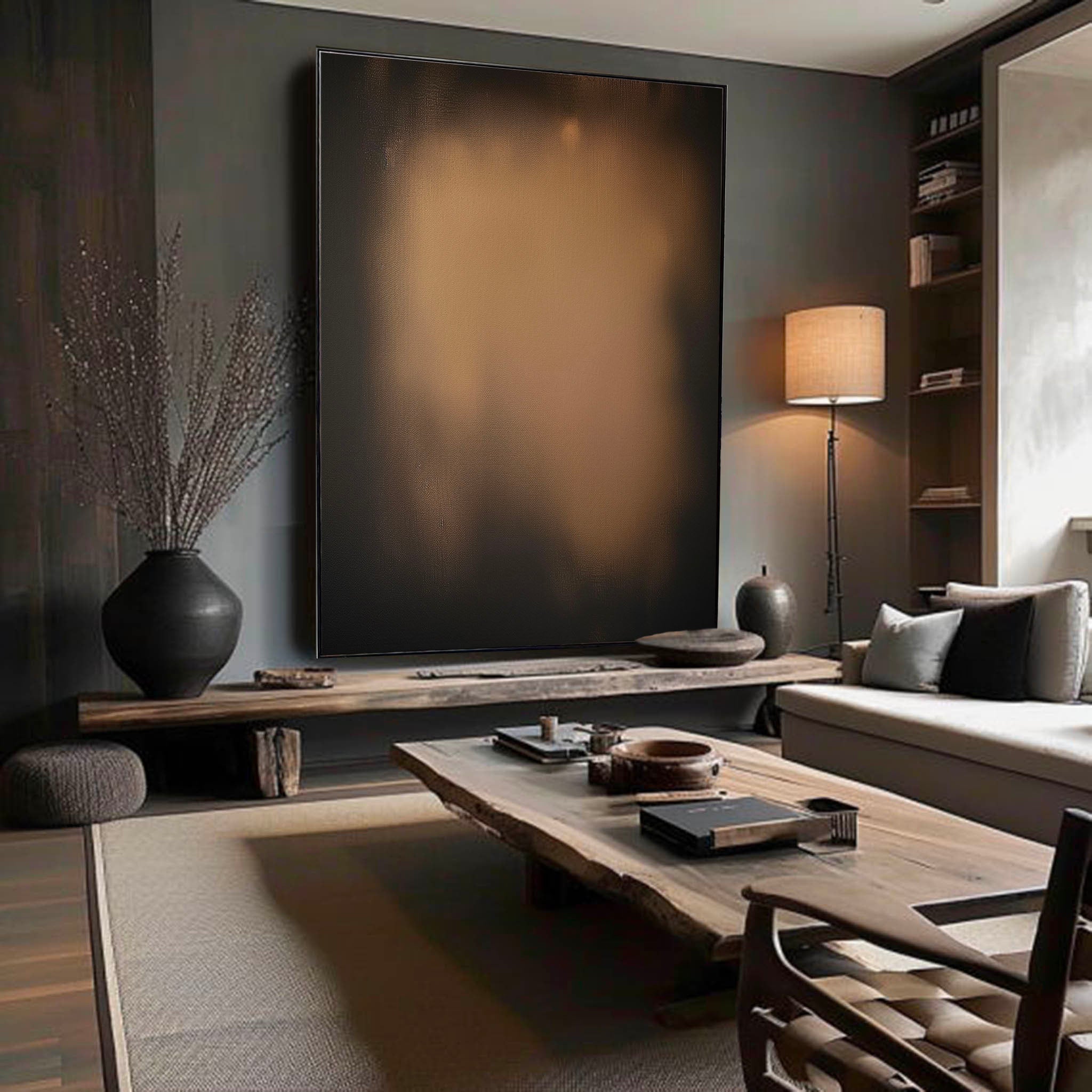 Large Brown And Black Oil Painting Minimalist Black And Brown Wall Art Original Black And Brown Abstract Art