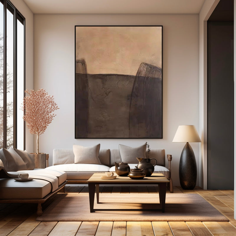 Large Brown And Black Wall Art Dark Minimalist Brown Abstract Painting Medieval Brown Oil Painting