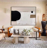 Beige And Black Wall Art Minimalist Beige Abstract Painting Black Minimalist Canvas Art