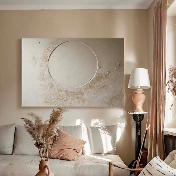 Beige Minimalist Wall Art Plaster Textured Wall Art Beige Textured Painting On Canvas