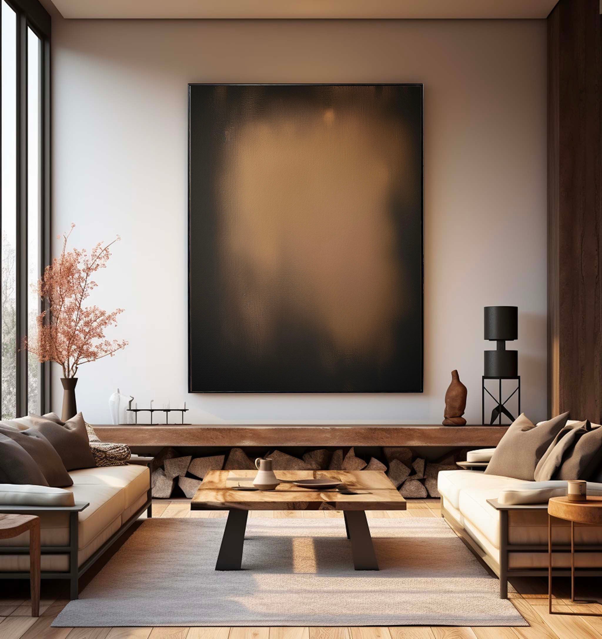 Large Brown And Black Oil Painting Minimalist Black And Brown Wall Art Original Black And Brown Abstract Art