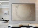 Minimalist Beige Canvas Art Beige Circle Abstract wall art Beige Wabi Sabi Wall Art Neutral Wall Decor 
