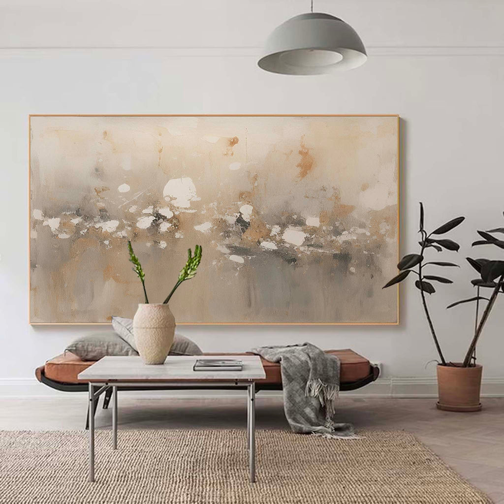 Large Minimalist Beige Abstract Canvas Art Large Beige Wabi-Sabi Wall ...