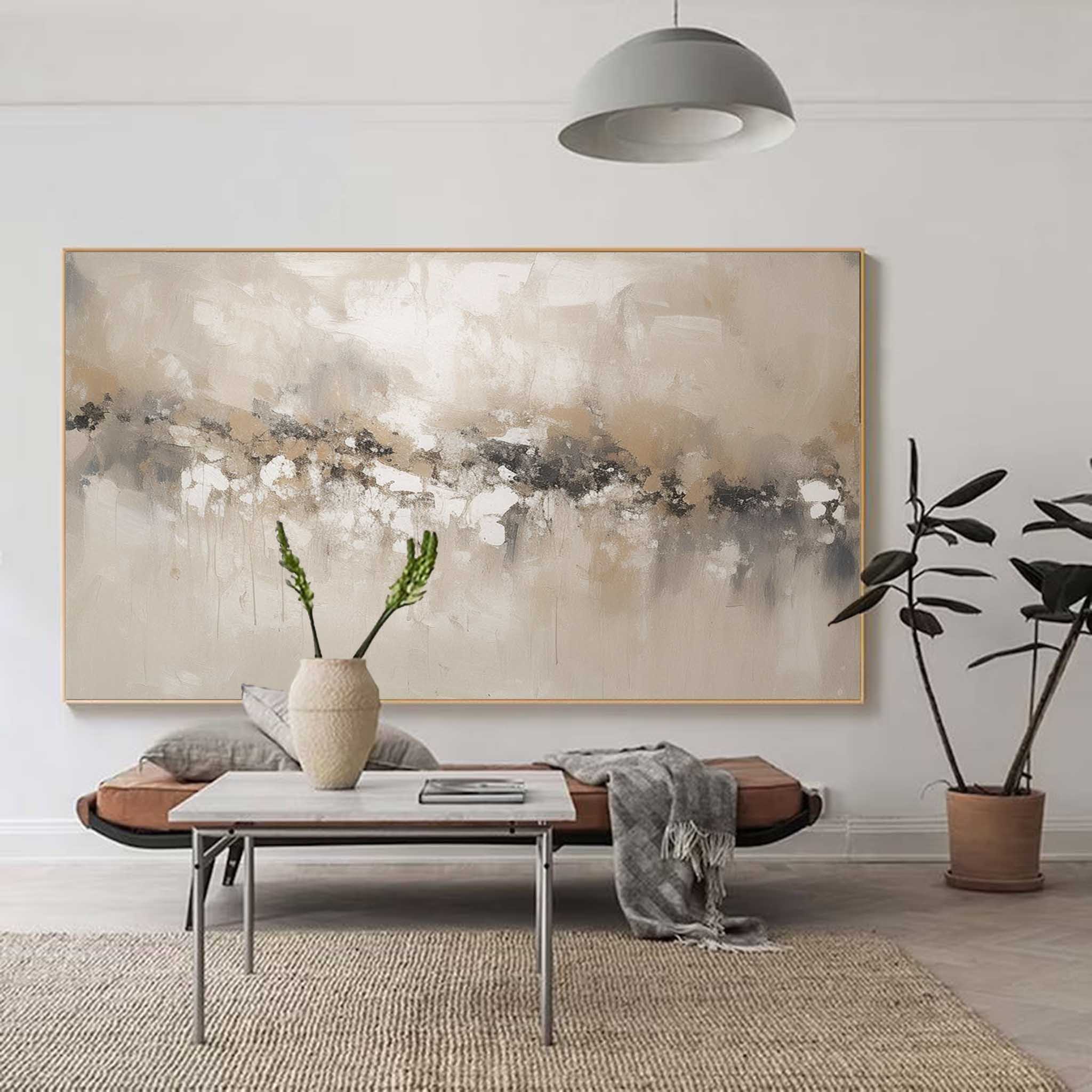 Beige White Minimalist Painting On Canvas Large Minimalist Beige Canvas ...