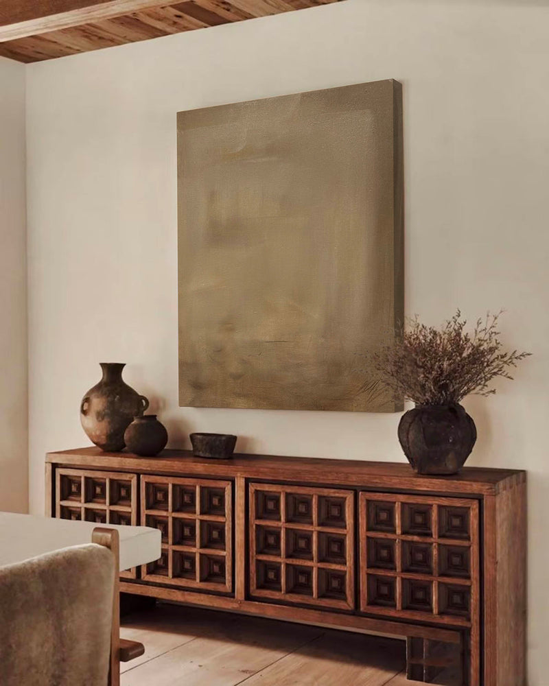 Minimalist Brown Abstract Wall Art Brown Wabi-Sabi Painting Dark Brown Abstract Painting