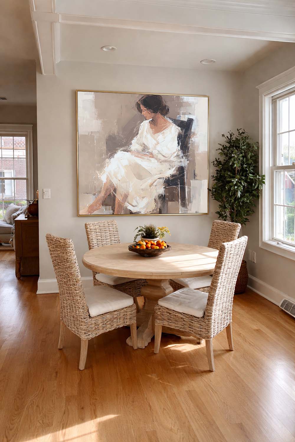 Large Abstract Female Figure Oil Painting Original White Female Figure Wall Art Minimalist Figure Oil Painting