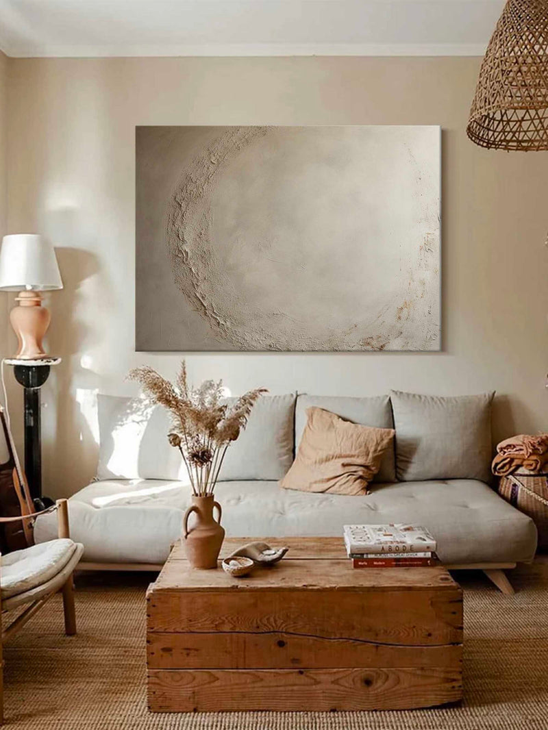 Original Beige Abstract Painting Minimalist Beige Wall Art Beige Wabi Sabi Minimalist Wall Art