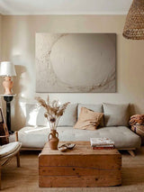 Large Beige Abstract Texture Painting Minimalist Beige Circle Abstract Wall Art