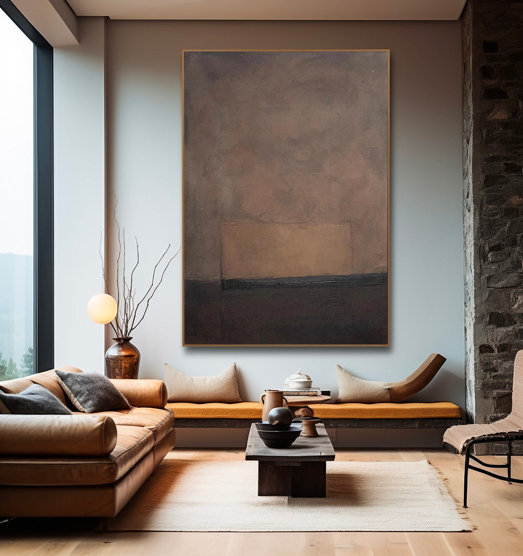 Brown And Black Minimalist Wall Art Dark Brown Abstract Painting Brown Abstract Art Black Wall Art
