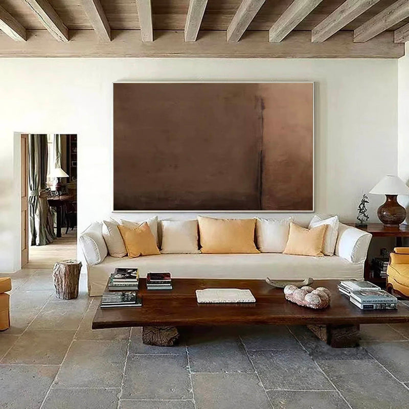 Original Brown Minimalist Art Living Room Brown Canvas Art Large Brown Abstract Painting On Canvas