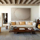 Large Beige Abstract Texture Painting Minimalist Beige Circle Abstract Wall Art