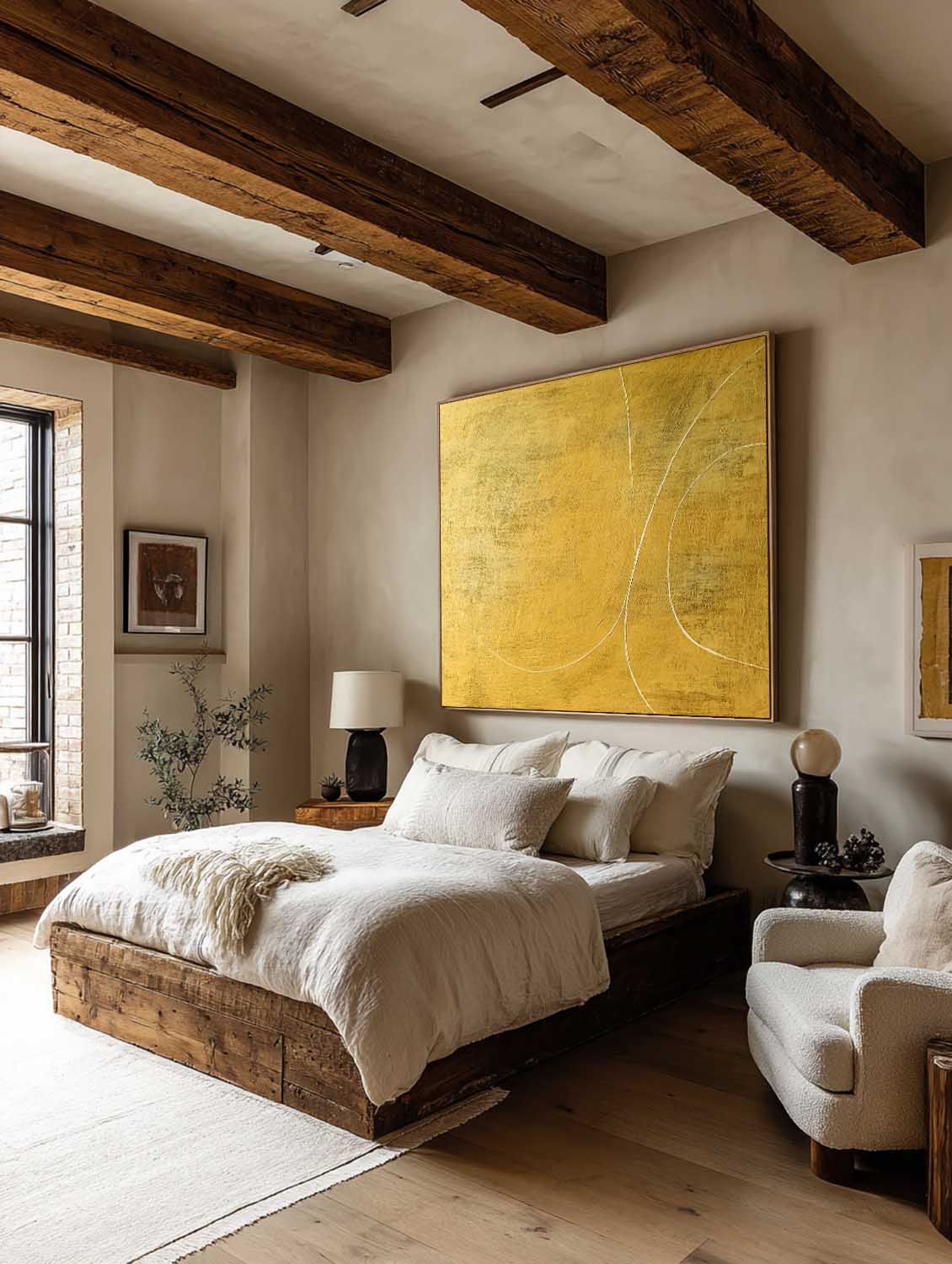 Large Yellow Abstract Line Painting On Canvas Original Yellow Abstract Oil Painting Modern Minimalist Wabi Sabi Wall Art