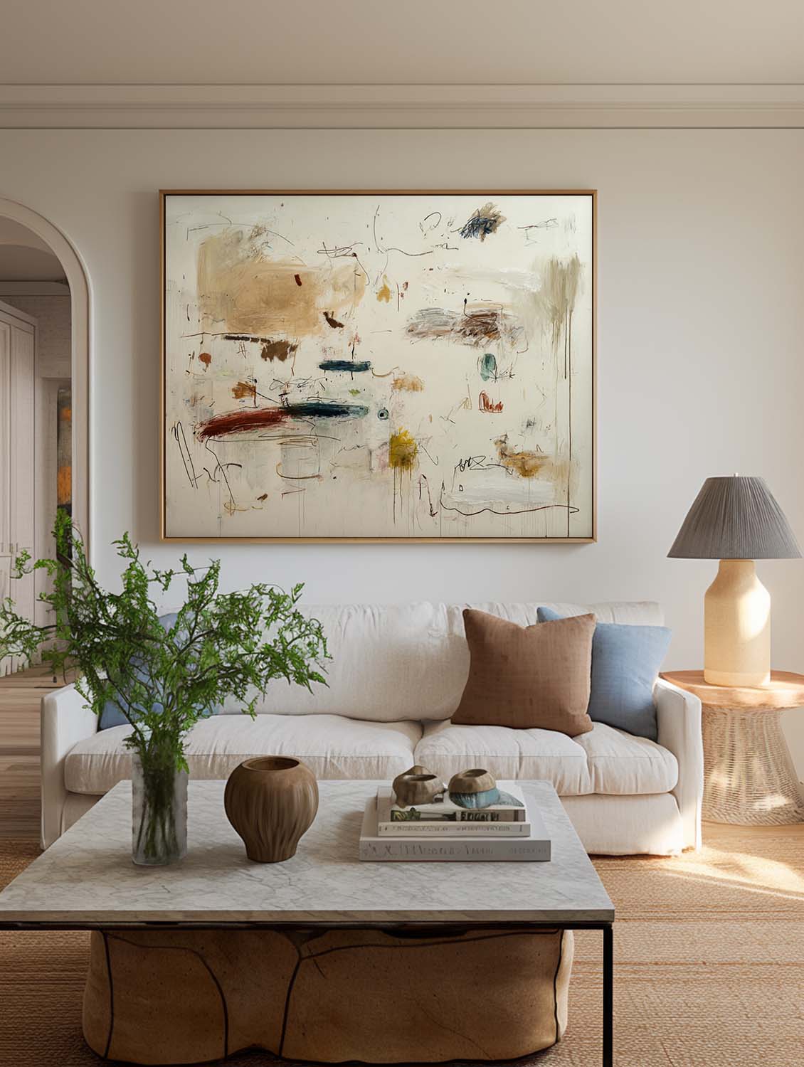 Handmade Neutral Beige Abstract Oil Painting Large Neutral Beige Abstract Canvas Artwork Original Beige Oil Painting