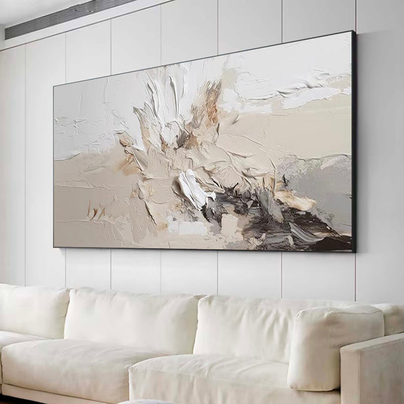 Minimalist Beige And White Plaster Wall Art Beige And White Abstract Wall Art Large 3d Texture Painting