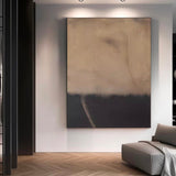 Brown Wabi-Sabi Painting Black Brown Minimalist Wall Decor Brown Black Canvas Wall Art