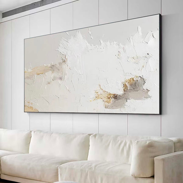 Minimalist Beige And White Textured Painting Beige And White 3d Plaster Painting Large Wabi Sabi Wall Art