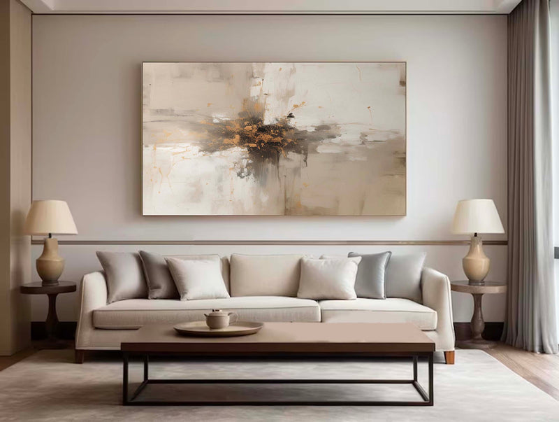 Minimalist Beige Wall Art Large Beige Abstract Canvas Art Nordic Abstract Painting Living Room