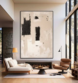 Minimalist Original Beige Abstract Painting Large Beige Abstract Canvas Art Neutral Canvas Art