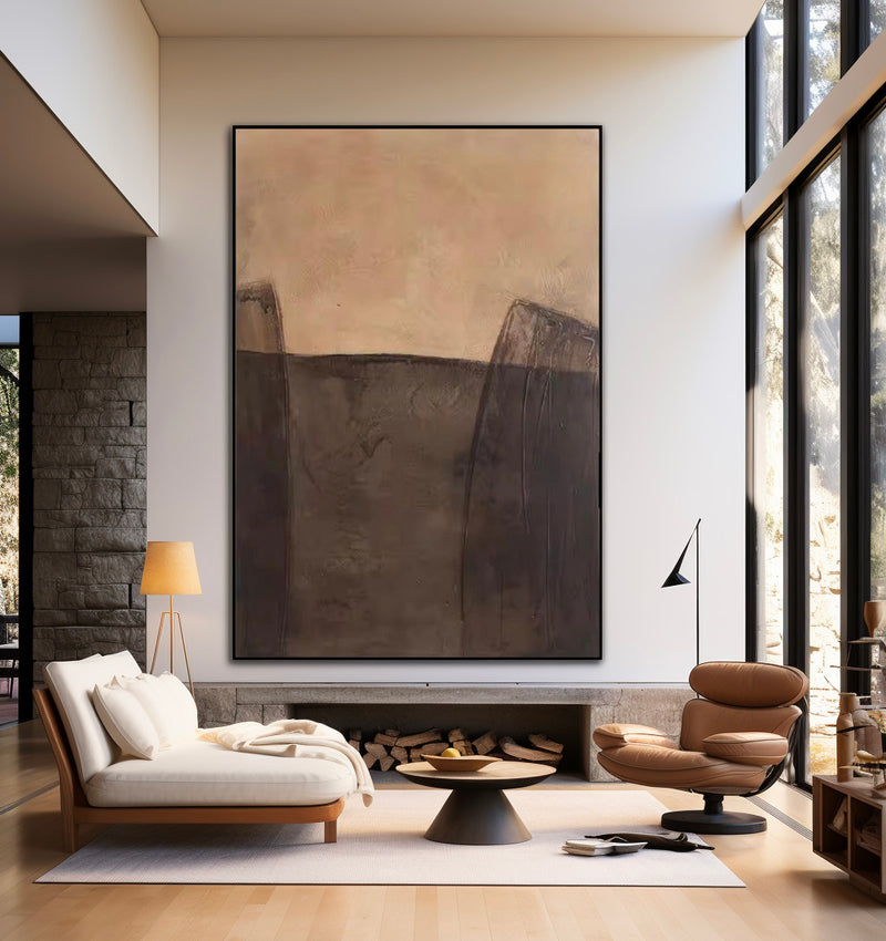 Large Brown And Black Wall Art Dark Minimalist Brown Abstract Painting Medieval Brown Oil Painting