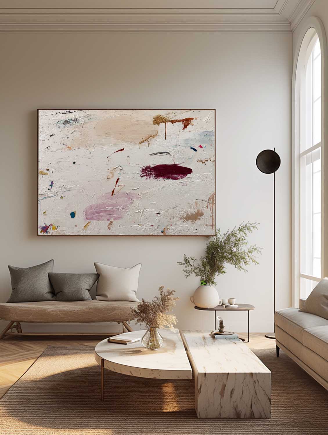 Original Neutral Earth Tones Abstract Painting Minimalist Neutral Beige Abstract Painting Wabi Sabi Beige Textured Oil Painting