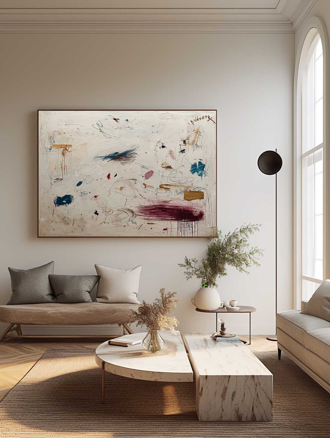 Neutral Gray And Taupe Minimalist Wall Art Contemporary Abstract Cream Artwork Modern Neutral Gray Abstract Painting