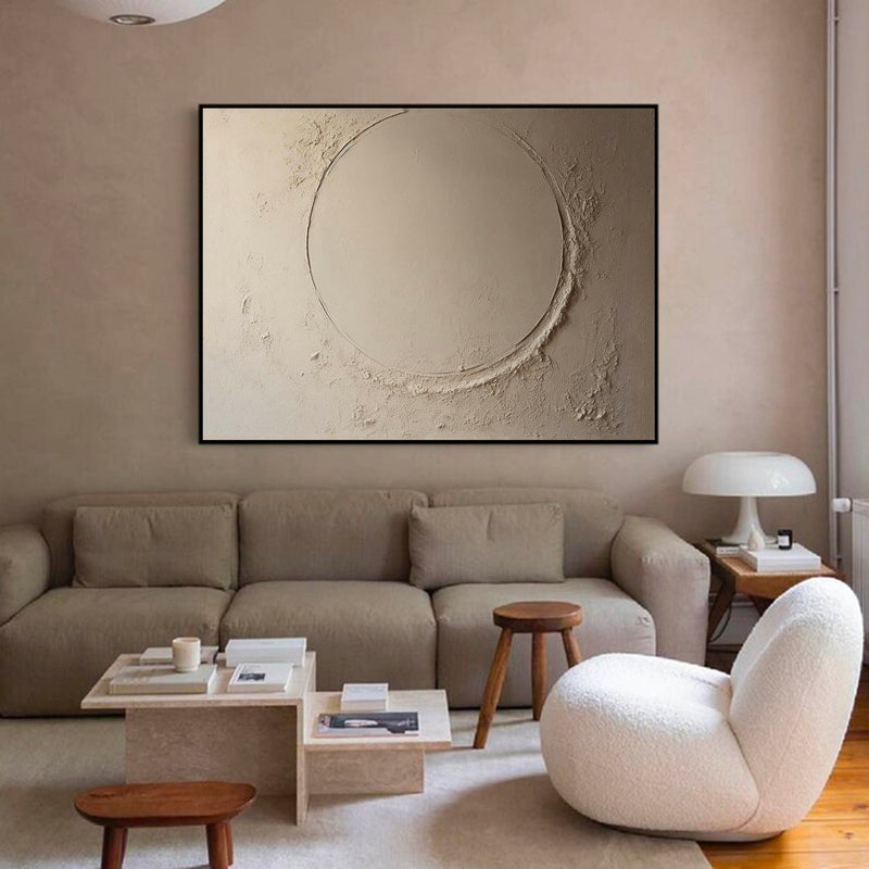 Large Beige Minimalist Abstract Painting Beige Textured Painting On Canvas