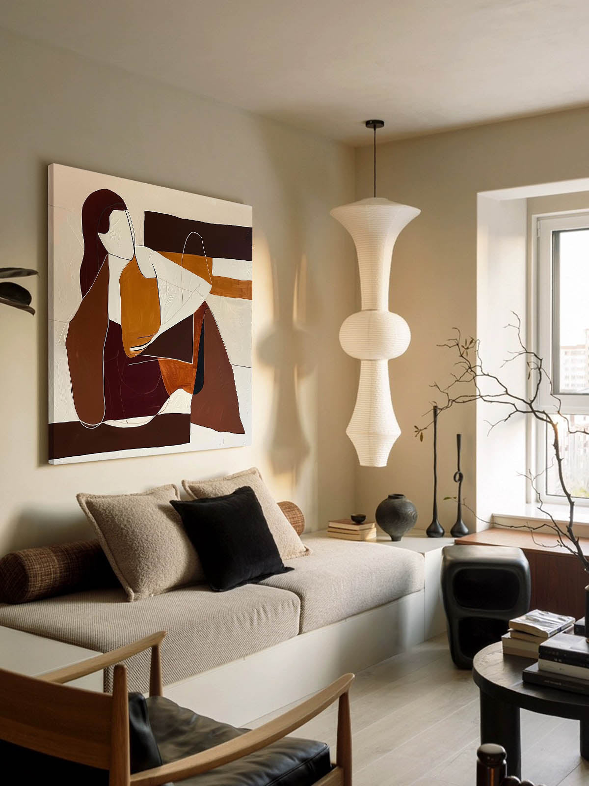 Beautiful Abstract Woman Wall Art Mid Century Wall Art Painting Abstract Human Face Palette Canvas Art