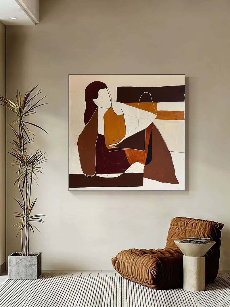 Beautiful Abstract Woman Wall Art Mid Century Wall Art Painting ...
