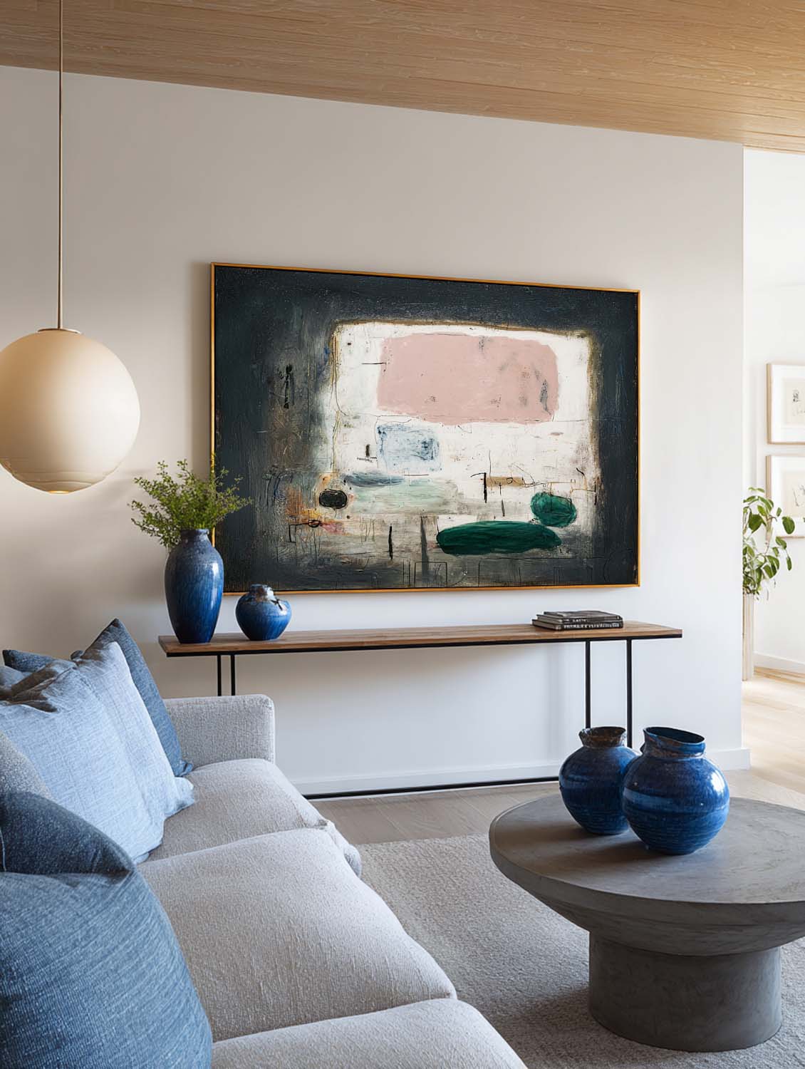 Modern Pink And Black Abstract Oil Painting Large Multicolor Minimalist Abstract Oil Painting Original Abstract Wall Art