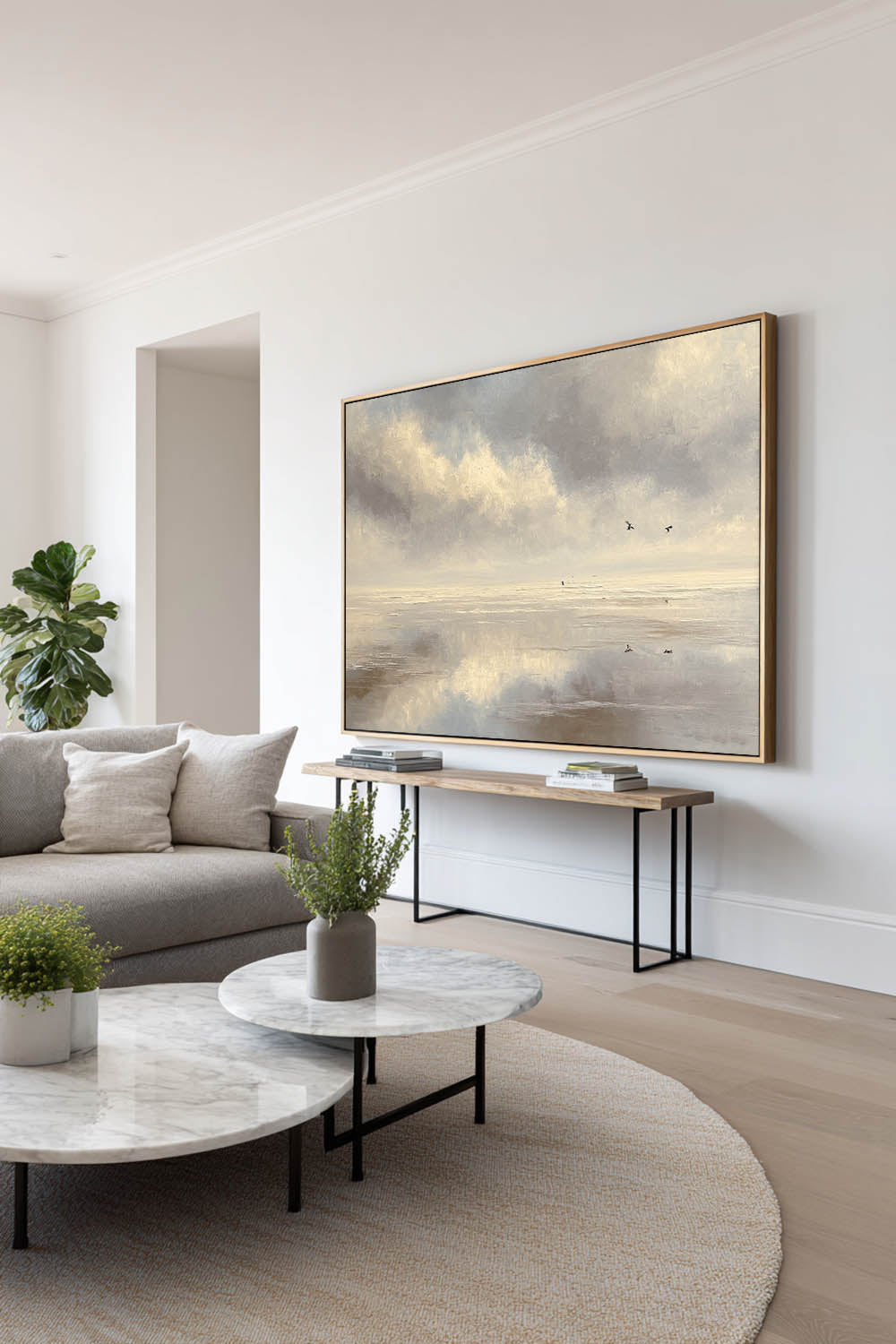 Large Minimalist Beige Beach Scene Painting Large Handmade Minimalist Beige Beach Landscape Art Original Beach Oil Painting