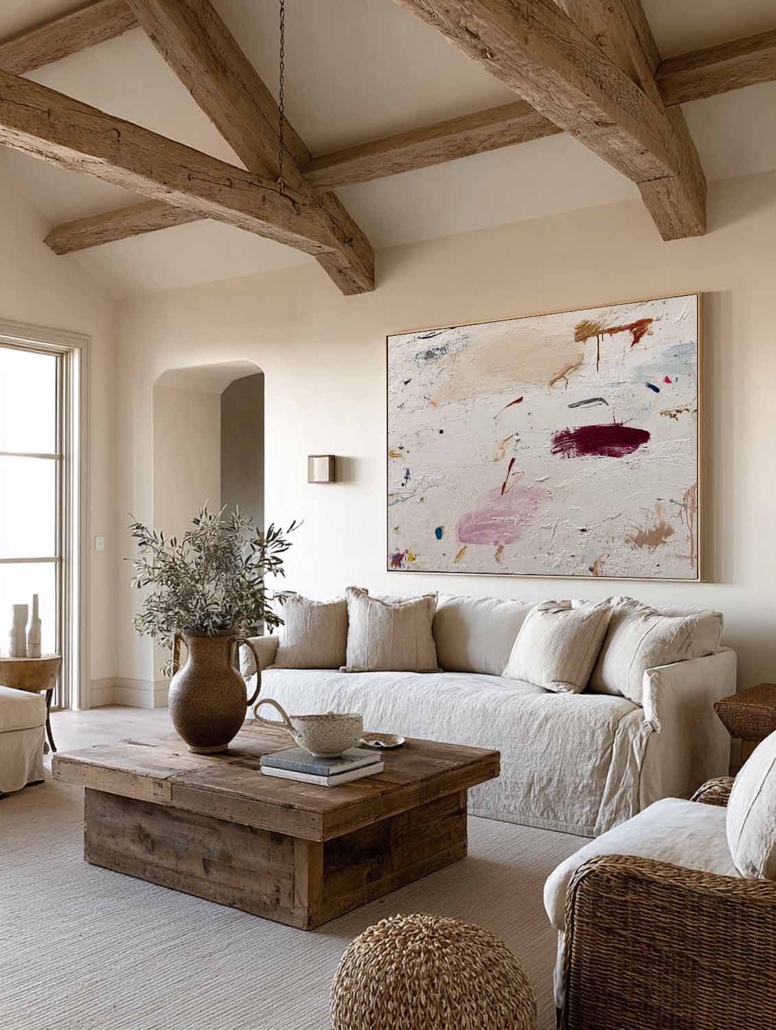 Original Neutral Earth Tones Abstract Painting Minimalist Neutral Beige Abstract Painting Wabi Sabi Beige Textured Oil Painting