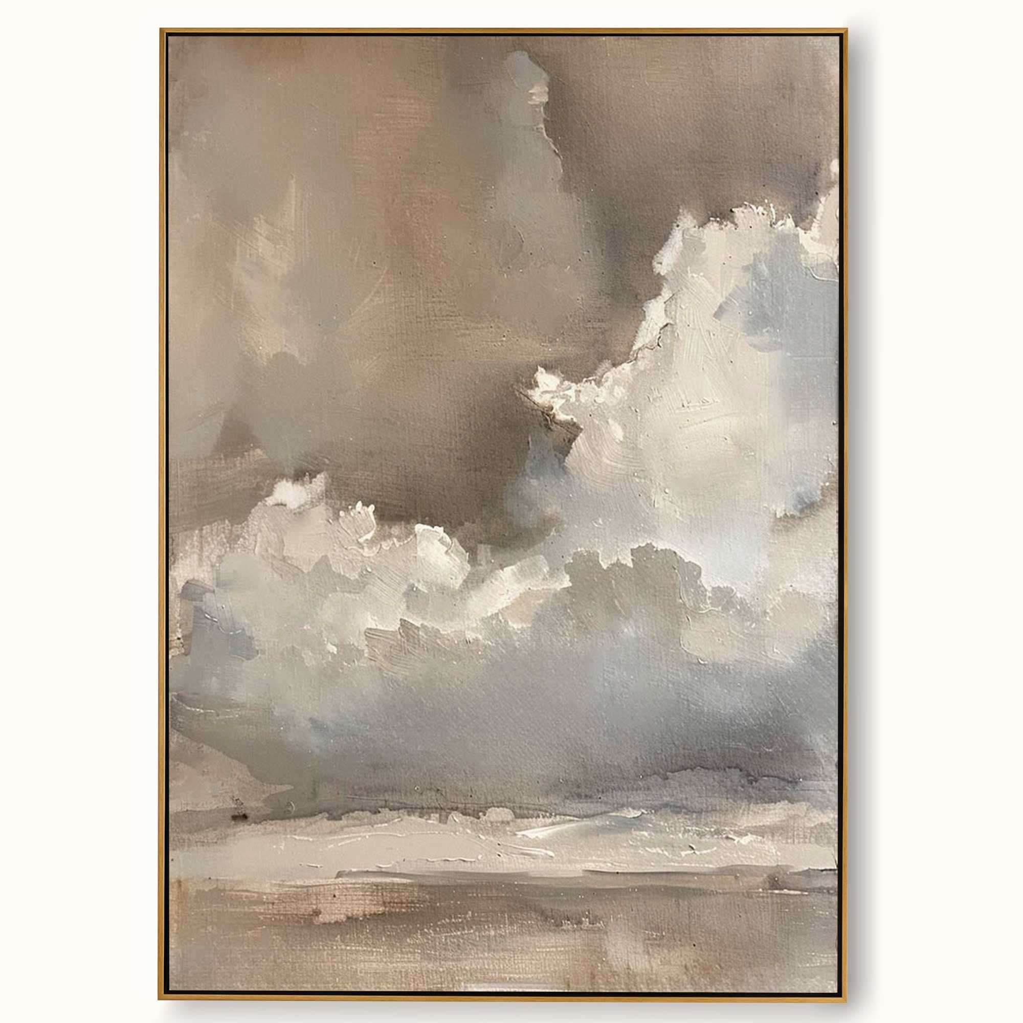 Vintage Beige And Brown Cloud Wall Art Cloudy Sky Oil Painting