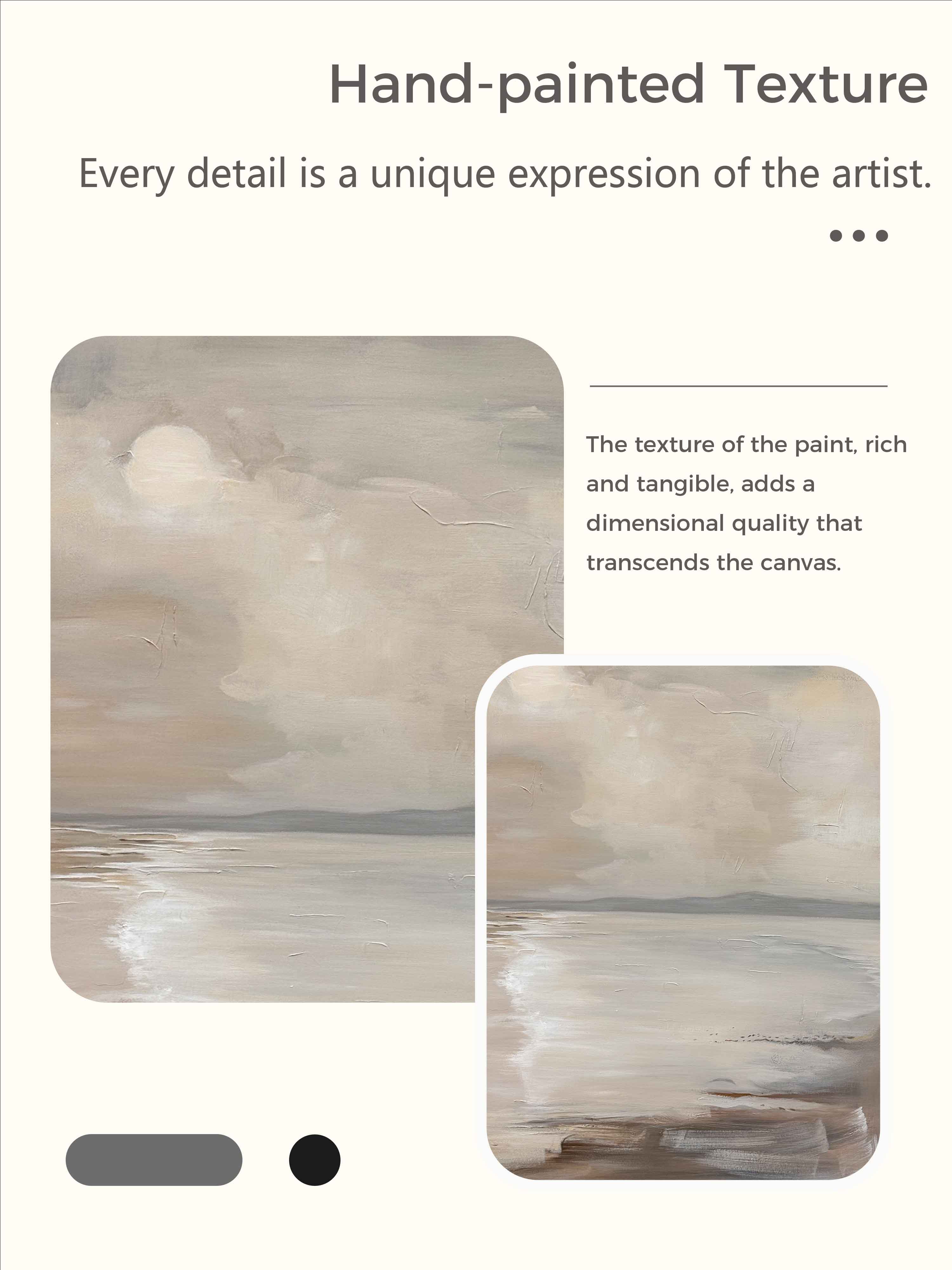 Vintage Sea View Sunset Oil Painting Original Seascape Painting Beige Sunset Wall Art Beige Ocean Abstract Painting