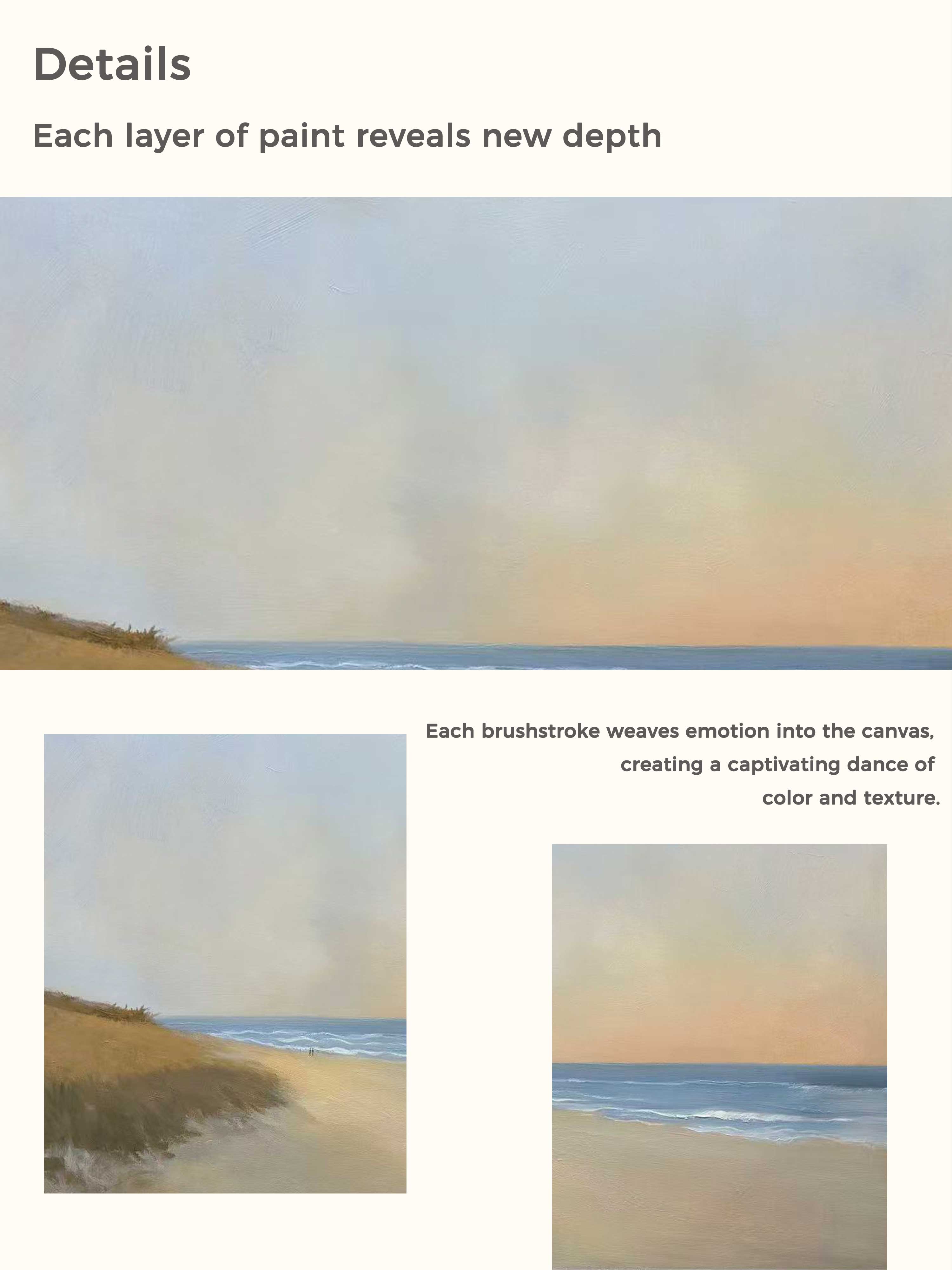 Vintage Neutral Beach Landscape Oil Painting Neutral Coastal Oil Painting On Canvas Large Original Seaside Art