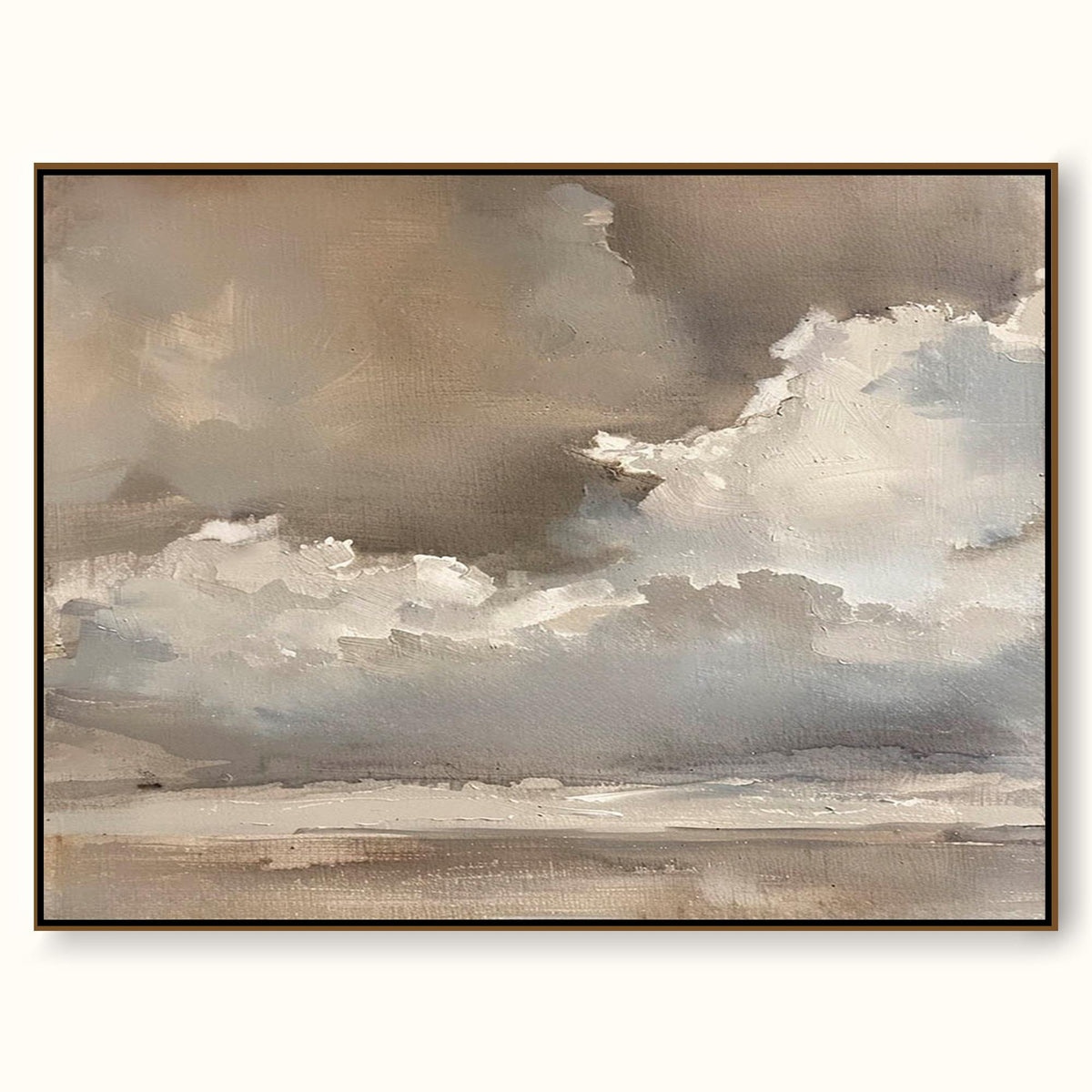 Large Beige Brown Abstract Cloud Painting Minimalist Beige Grey Cloud Abstract Art Neutral Landscape Wall Art