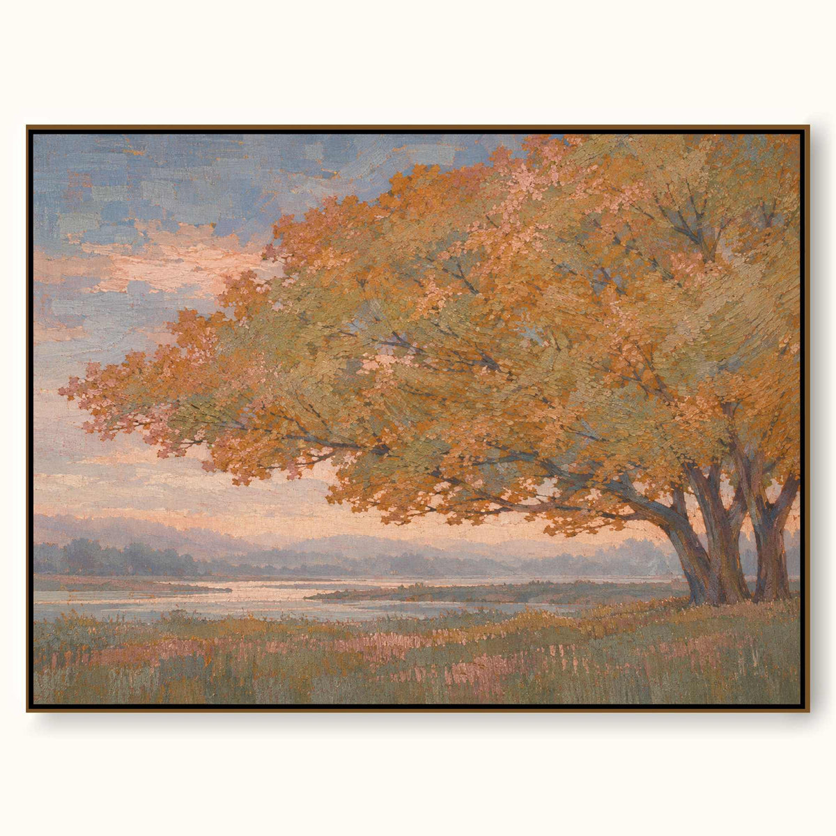 Contemporary Minimalist Tree Landscape Hand-Painted Canvas Art For Modern Home Decor